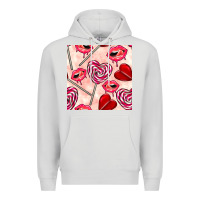 Dove Grey valentines day lollipops and lips seamless pattern Premium Hoodie - BundleAndBundleShop