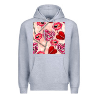Heather Grey valentines day lollipops and lips seamless pattern Premium Hoodie - BundleAndBundleShop