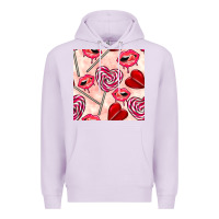 Lilac valentines day lollipops and lips seamless pattern Premium Hoodie - BundleAndBundleShop