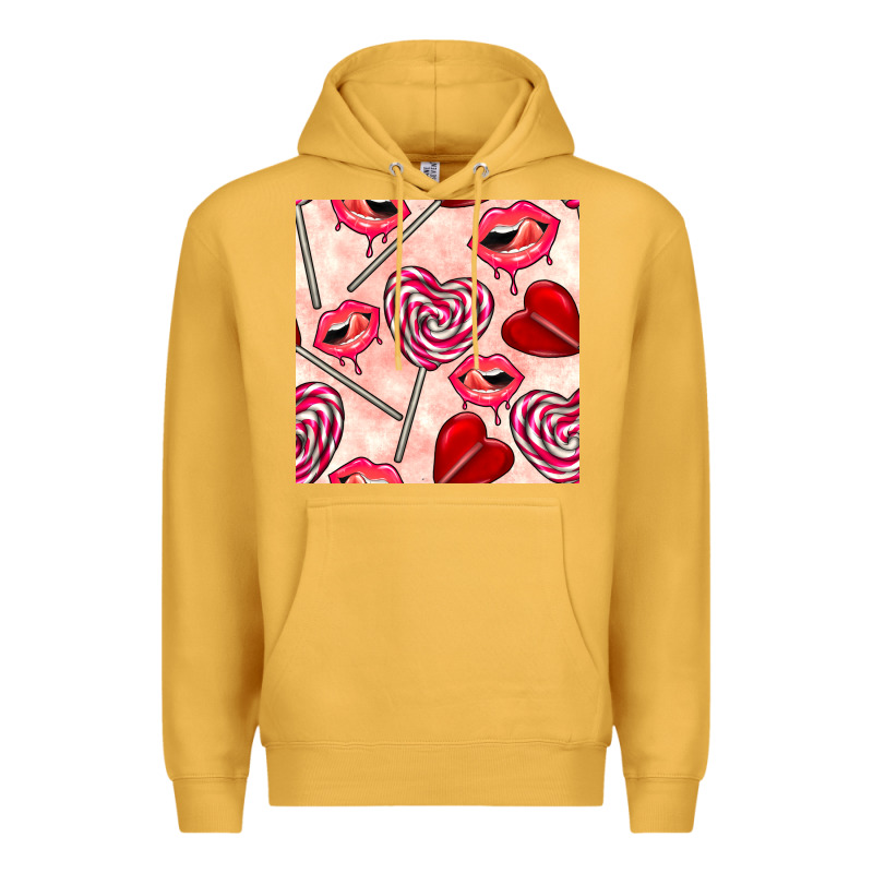 Valentines Day Lollipops And Lips Seamless Pattern Premium Hoodie by BundleAndBundleShop | Teevron