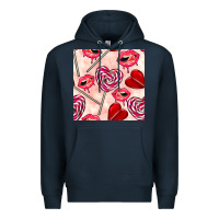 Navy valentines day lollipops and lips seamless pattern Premium Hoodie - BundleAndBundleShop