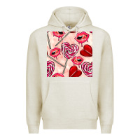 Oatmeal Heather valentines day lollipops and lips seamless pattern Premium Hoodie - BundleAndBundleShop