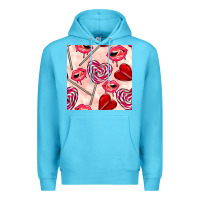 Ocean Blue valentines day lollipops and lips seamless pattern Premium Hoodie - BundleAndBundleShop