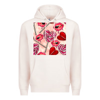 Pale Pink valentines day lollipops and lips seamless pattern Premium Hoodie - BundleAndBundleShop
