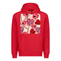 Red valentines day lollipops and lips seamless pattern Premium Hoodie - BundleAndBundleShop