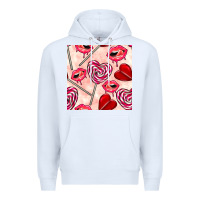 White valentines day lollipops and lips seamless pattern Premium Hoodie - BundleAndBundleShop