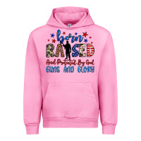 Fuchsia Pink born raised and protected by god guns and glory Urban Hoodie - JahusDesignShop