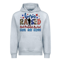 Heather Grey born raised and protected by god guns and glory Urban Hoodie - JahusDesignShop
