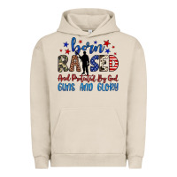 Pigment French Oak born raised and protected by god guns and glory Urban Hoodie - JahusDesignShop
