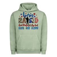 Pigment Oil Green born raised and protected by god guns and glory Urban Hoodie - JahusDesignShop