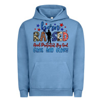 Pigment Pebble Blue born raised and protected by god guns and glory Urban Hoodie - JahusDesignShop