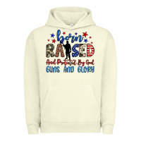 Pigment Pistachio born raised and protected by god guns and glory Urban Hoodie - JahusDesignShop