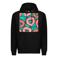 Black valentines day heart donuts seamless pattern Premium Hoodie - BundleAndBundleShop