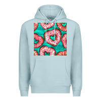 Blue Mist valentines day heart donuts seamless pattern Premium Hoodie - BundleAndBundleShop