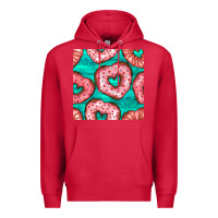Cardinal valentines day heart donuts seamless pattern Premium Hoodie - BundleAndBundleShop
