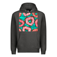 Charcoal Heather valentines day heart donuts seamless pattern Premium Hoodie - BundleAndBundleShop
