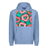 Colony Blue valentines day heart donuts seamless pattern Premium Hoodie - BundleAndBundleShop