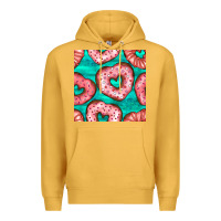 Mustard valentines day heart donuts seamless pattern Premium Hoodie - BundleAndBundleShop