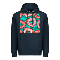 Navy valentines day heart donuts seamless pattern Premium Hoodie - BundleAndBundleShop