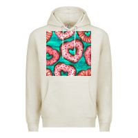 Oatmeal Heather valentines day heart donuts seamless pattern Premium Hoodie - BundleAndBundleShop