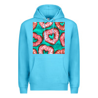 Ocean Blue valentines day heart donuts seamless pattern Premium Hoodie - BundleAndBundleShop