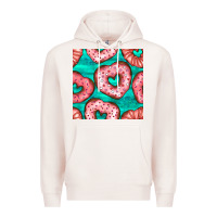 Pale Pink valentines day heart donuts seamless pattern Premium Hoodie - BundleAndBundleShop