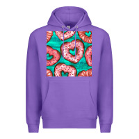 Purple valentines day heart donuts seamless pattern Premium Hoodie - BundleAndBundleShop