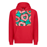 Red valentines day heart donuts seamless pattern Premium Hoodie - BundleAndBundleShop