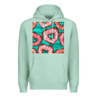 Seafoam valentines day heart donuts seamless pattern Premium Hoodie - BundleAndBundleShop