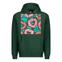Sports Green valentines day heart donuts seamless pattern Premium Hoodie - BundleAndBundleShop
