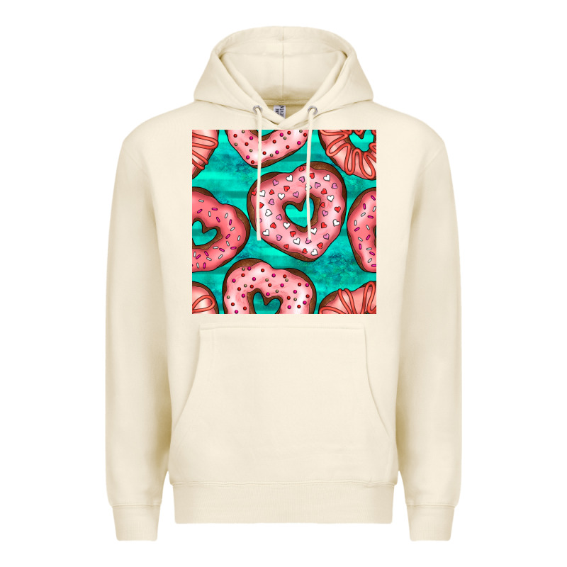 Valentines Day Heart Donuts Seamless Pattern Premium Hoodie by BundleAndBundleShop | Teevron