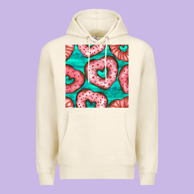 Valentines Day Heart Donuts Seamless Pattern Premium Hoodie Designed By Bundleandbundleshop