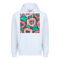 White valentines day heart donuts seamless pattern Premium Hoodie - BundleAndBundleShop