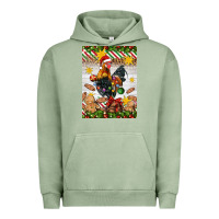 Pigment Oil Green Christmas rooster Urban Hoodie - Artiststas