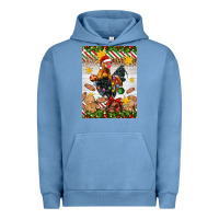 Pigment Pebble Blue Christmas rooster Urban Hoodie - Artiststas