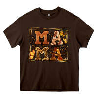 Chocolate Brown Melanin leopard frame mama Mother's Day Heavy Core Tee - LillyAllenDesigns