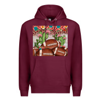 Burgundy football leopard cactus Premium Hoodie - JahusDesignShop