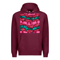 Burgundy valentines day leopard and turquoise gemstone seamless pattern Premium Hoodie - BundleAndBundleShop