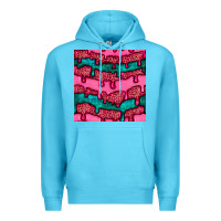 Ocean Blue valentines day leopard and turquoise gemstone seamless pattern Premium Hoodie - BundleAndBundleShop