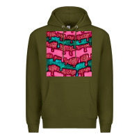 Army Green valentines day leopard and turquoise gemstone seamless pattern Premium Hoodie - BundleAndBundleShop