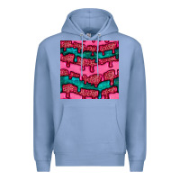 Colony Blue valentines day leopard and turquoise gemstone seamless pattern Premium Hoodie - BundleAndBundleShop