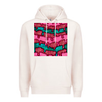 Pale Pink valentines day leopard and turquoise gemstone seamless pattern Premium Hoodie - BundleAndBundleShop