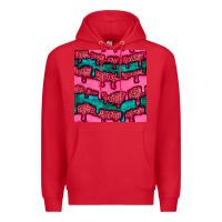 Red valentines day leopard and turquoise gemstone seamless pattern Premium Hoodie - BundleAndBundleShop