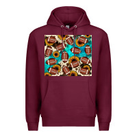 Burgundy football turquoise sunflower Premium Hoodie - JahusDesignShop