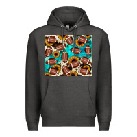 Charcoal Heather football turquoise sunflower Premium Hoodie - JahusDesignShop