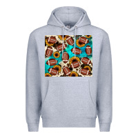 Heather Grey football turquoise sunflower Premium Hoodie - JahusDesignShop