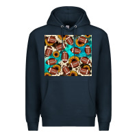 Navy football turquoise sunflower Premium Hoodie - JahusDesignShop