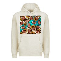 Oatmeal Heather football turquoise sunflower Premium Hoodie - JahusDesignShop