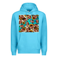 Ocean Blue football turquoise sunflower Premium Hoodie - JahusDesignShop