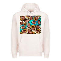 Pale Pink football turquoise sunflower Premium Hoodie - JahusDesignShop